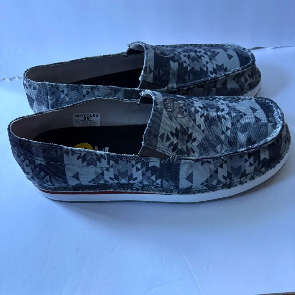 Twisted X Hooey Loafers Mens Size 8 Gray Aztec Geometric Western Slip On